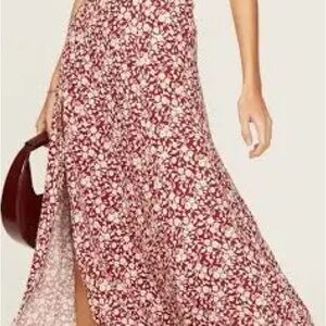 Reformation Zoe Midi high slit skirt